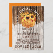 Rustige zonnebloemen Thanksgiving pompoen hout Kaart (Voorkant / Achterkant)