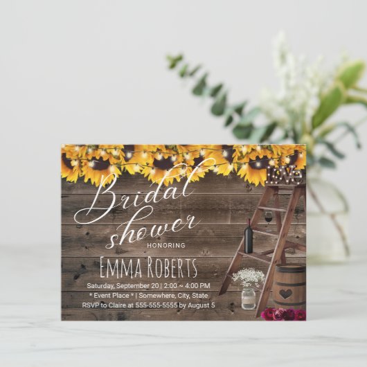 Rustige zonnebloemen Vrijgezellenfeest van wijn Kaart (Staand voorkant)