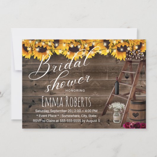 Rustige zonnebloemen Vrijgezellenfeest van wijn Kaart (Voorkant)