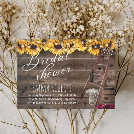 Rustige zonnebloemen Vrijgezellenfeest van wijn Kaart