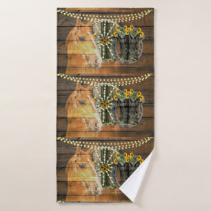 Rustige Zonnebloemen Wagon Wheel Cowboy Boots Badhanddoek