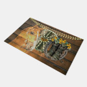 Rustige Zonnebloemen Wagon Wheel Cowboy Boots Deurmat (Schuin)