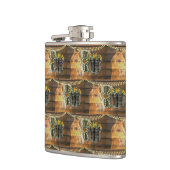 Rustige zonnebloemen Wagon Wheel Cowboy Boots F Heupfles (Links)