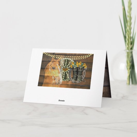 Rustige Zonnebloemen Wagon Wheel Cowboy Boots Kaart (Achterkant)