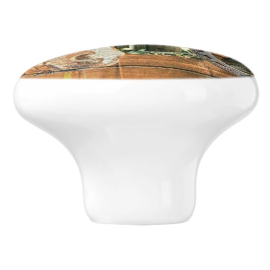 Rustige Zonnebloemen Wagon Wheel Cowboy Boots Keramische Knop (Zijkant)