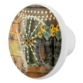 Rustige Zonnebloemen Wagon Wheel Cowboy Boots Keramische Knop (Rechts)