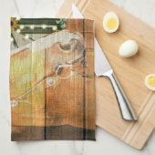 Rustige Zonnebloemen Wagon Wheel Cowboy Boots Theedoek (Quarter Fold)