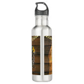 Rustige Zonnebloemen Wagon Wheel Cowboy Boots Waterfles (Achterkant)