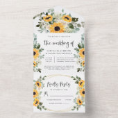 Rustige zonnebloemen | Waterverf Floral Wedding All In One Uitnodiging (Binnen)