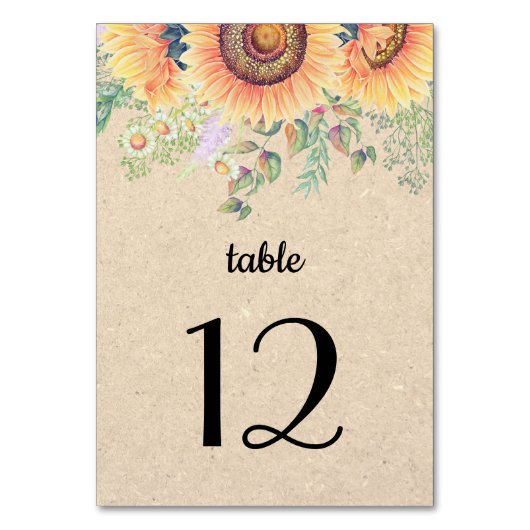 Rustige zonnebloemen Wedstrijktafel Kaarten (Voorkant)