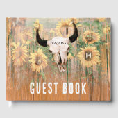 Rustige zonnebloemen Western Floral Bull Skull Gastenboek (Voorkant)