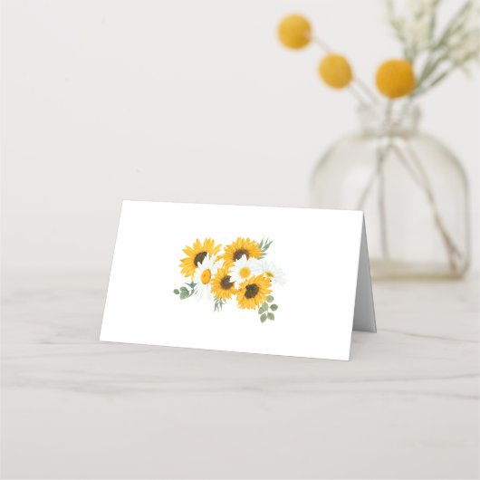 Rustige zonnebloemen Wildbloemen Namen Datum huwel Plaatskaartje (Achterkant)