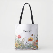 Rustige Zonnebloemen Wilde Bloem | Aangepaste Naam Tote Bag (Voorkant)