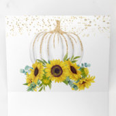 Rustige zonnebloemen Witte pompoen Valle bruiloft Drieluik Uitnodiging (Binnenzijde eerst)