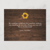 Rustige zonnebloemen worden mijn Bridesmaid Uitnodiging Briefkaart (Achterkant)