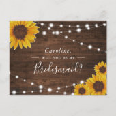 Rustige zonnebloemen worden mijn Bridesmaid Uitnodiging Briefkaart (Voorkant)