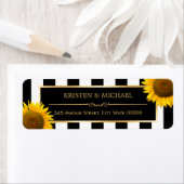 Rustige zonnebloemen Zwarte witte strepen RSVP Etiket (Insitu)