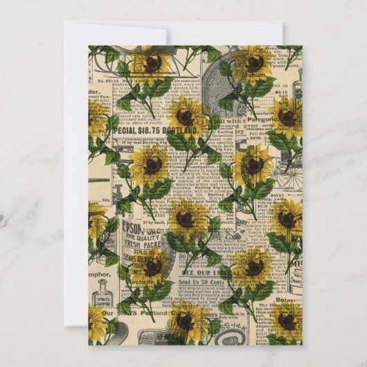 Rustige Zonnebloemenpartij Kaart (Achterkant)