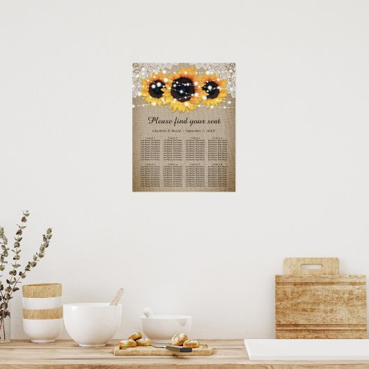 Rustige  Zonnebloementskaart 8 Poster (Keuken)