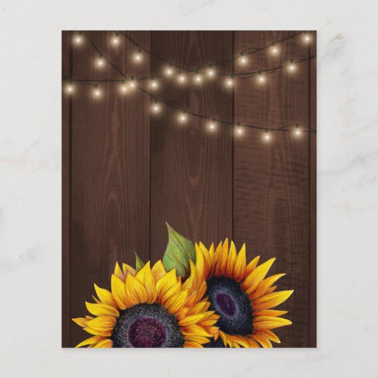 Rustige zonnebloemlampen schuren een bruiloft met  (Achterkant)