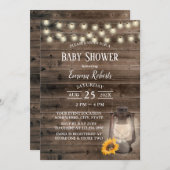 Rustige Zonnebloemlantern Barn Wood Baby shower Kaart (Voorkant / Achterkant)