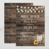 Rustige Zonnebloemlantern Barn Wood Vrijgezellenfe Kaart (Voorkant / Achterkant)