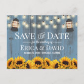 Rustige zonnebloemlantern Dusty Blue Save the Date Aankondigingskaart (Voorkant)