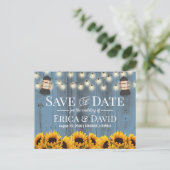 Rustige zonnebloemlantern Dusty Blue Save the Date Aankondigingskaart (Staand voorkant)