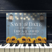 Rustige zonnebloemlantern Dusty Blue Save the Date Aankondigingskaart