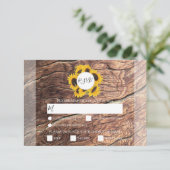 Rustige zonnebloemmaaltijden Bindende RSVP-Kaarten RSVP Kaartje (Staand voorkant)