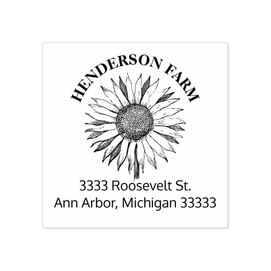 Rustige Zonnebloemnaam Rubberstempel (Afrduk)