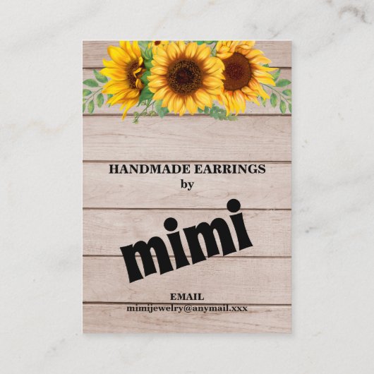 Rustige zonnebloemoorringen — Visitekaartje (Achterkant)