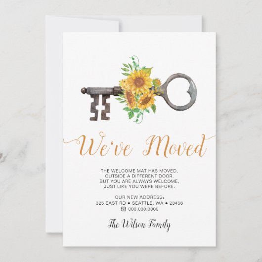 Rustige zonnebloempel die we hebben verplaatst aankondiging (Voorkant)