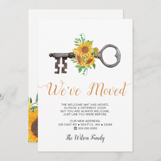 Rustige zonnebloempel die we hebben verplaatst aankondiging (Voorkant / Achterkant)