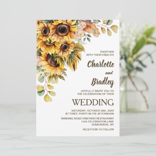 Rustige zonnebloempels kaart (Staand voorkant)