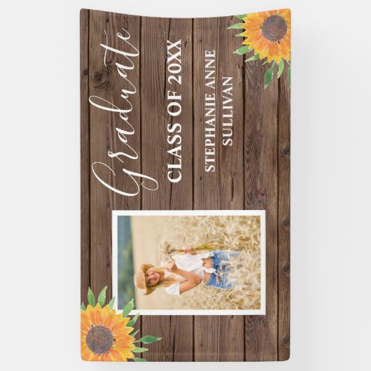 Rustige zonnebloempitten Afstuderen Spandoek (Verticaal)