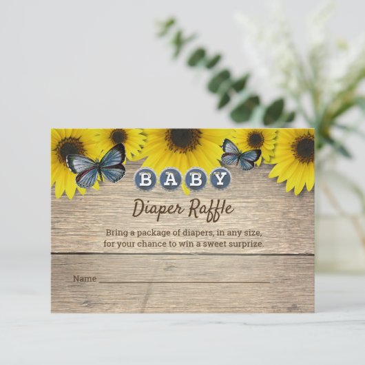 Rustige zonnebloempitten Baby shower Informatiekaartje (Staand voorkant)