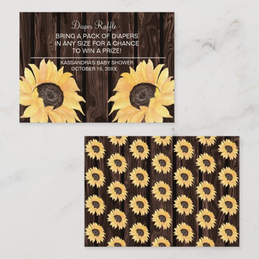 Rustige zonnebloempitten Baby shower Informatiekaartje (Voorkant / Achterkant)