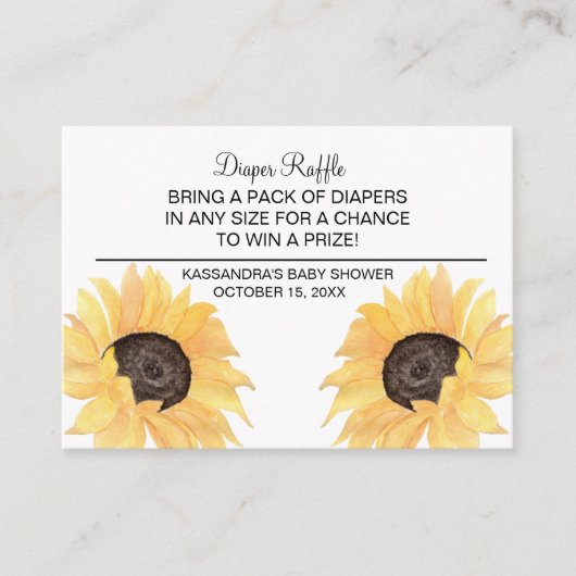 Rustige zonnebloempitten Baby shower Informatiekaartje (Voorkant)