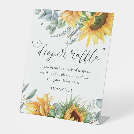 Rustige zonnebloempitten Baby shower Reclamebord Met Voetstuk (Voorkant)