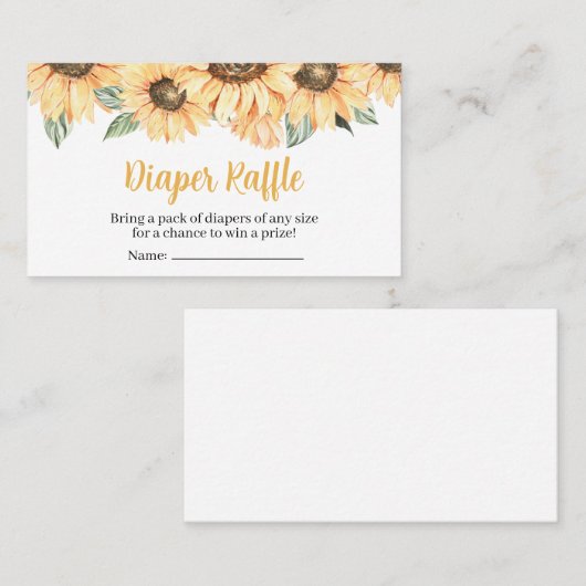 Rustige zonnebloempitten Baby shower Visitekaartje (Voorkant / Achterkant)