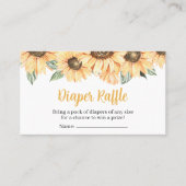 Rustige zonnebloempitten Baby shower Visitekaartje (Voorkant)