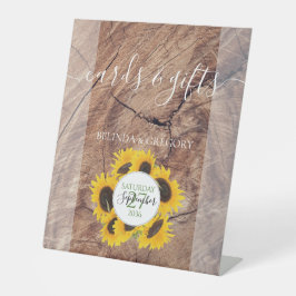 Rustige zonnebloempitten en -cadeautjes reclamebord met voetstuk