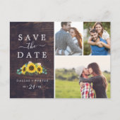 Rustige zonnebloempitten Foto Collage Save the Dat Uitnodiging Briefkaart (Voorkant)