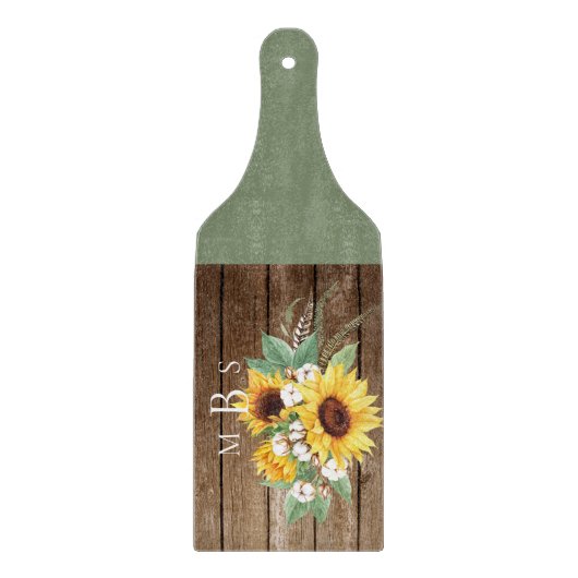 Rustige zonnebloempitten Hout & Groen Snijplank (Voorkant)