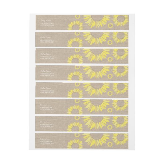 Rustige zonnebloempitten rond retouradreslabel omwikkelbaar adreslabel (Vel)