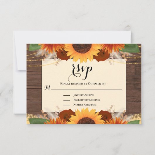 Rustige zonnebloempitten Terracotta Wedding RSVP K (Voorkant)