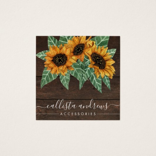 Rustige zonnebloempitten voor Waterverf van hout Vierkante Visitekaartjes (Voorkant)
