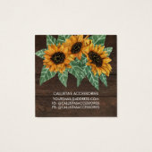 Rustige zonnebloempitten voor Waterverf van hout Vierkante Visitekaartjes (Achterkant)