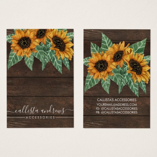 Rustige zonnebloempitten Waterverf Visitekaartje (Voorkant /achterkant)